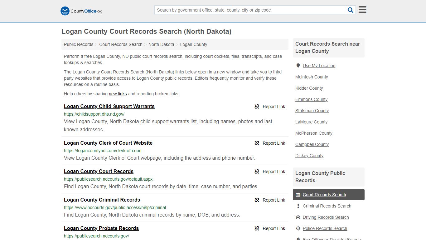 Logan County Court Records Search (North Dakota) - County Office